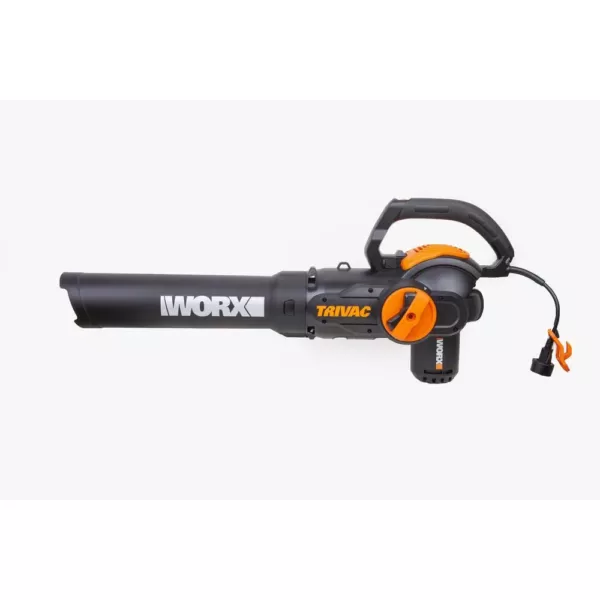 Worx 70 MPH 620 CFM 12-Amp Electric 3-in-1 Blower/Mulcher/Yard Vacuum Handheld Trivac with Shoulder Strap