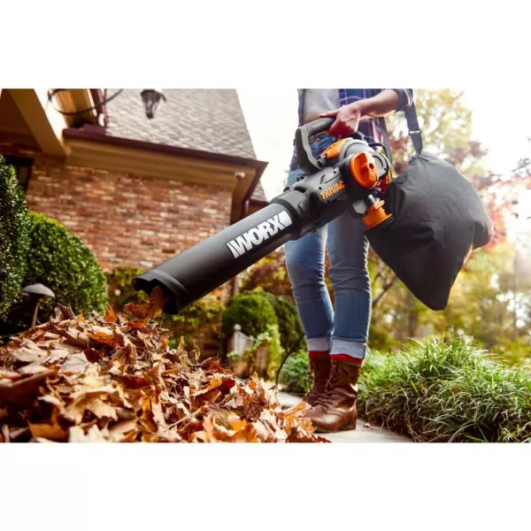 Worx 70 MPH 620 CFM 12-Amp Electric 3-in-1 Blower/Mulcher/Yard Vacuum Handheld Trivac with Shoulder Strap