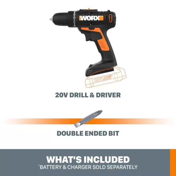 Worx POWER SHARE 20-Volt Lithium-Ion Cordless 3/8 in. 2-Speed Drill Driver (Tool-Only)