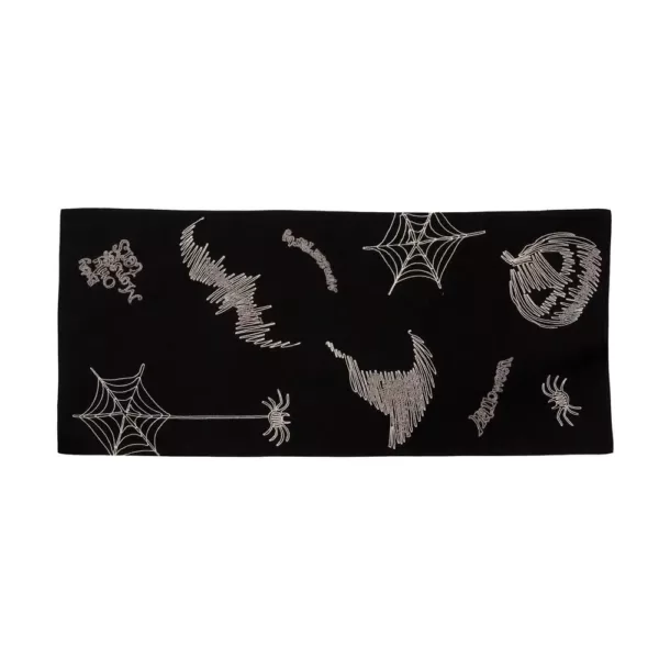 Xia Home Fashions 0.1 in. H x 16 in. W x 36 in. D Happy Halloween Double Layer Table Runner in Black