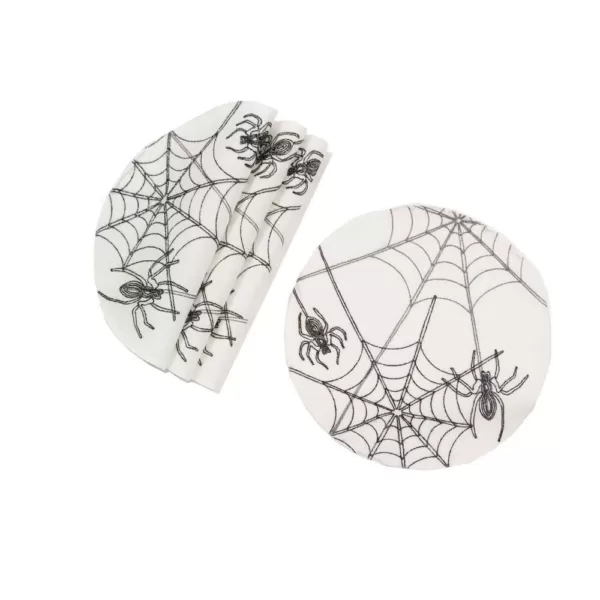 Xia Home Fashions 0.1 in. H x 16 in. W Halloween Spider Web Double Layer Placemats in White (Set of 4)