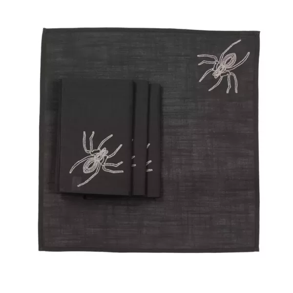 Xia Home Fashions 0.1 in. H x 20 in. W x 20 in. D Halloween Spider Web Napkins in Black (Set of 4)