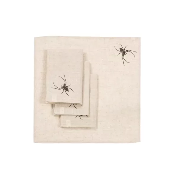 Xia Home Fashions 0.1 in. H x 20 in. W x 20 in. D Halloween Creepy Spiders Napkins in Natural (Set of 4)