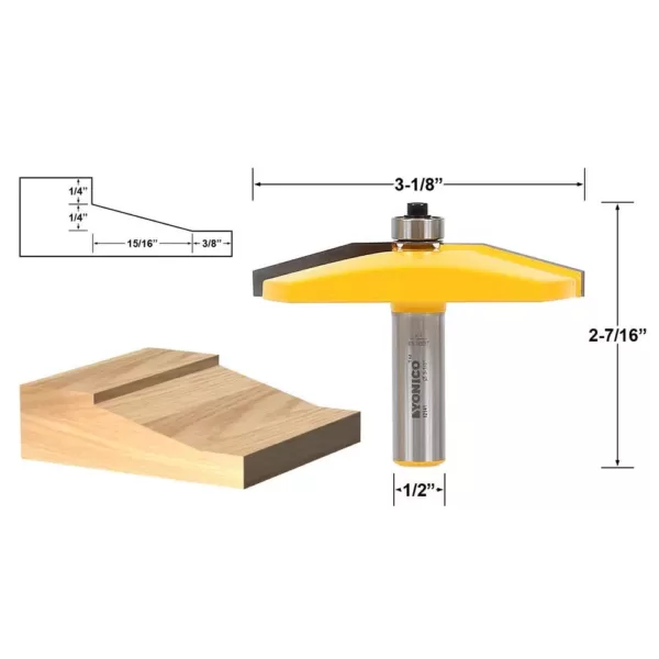 Yonico Raised Panel Bevel 1/2 in. Shank Carbide Tipped Router Bit